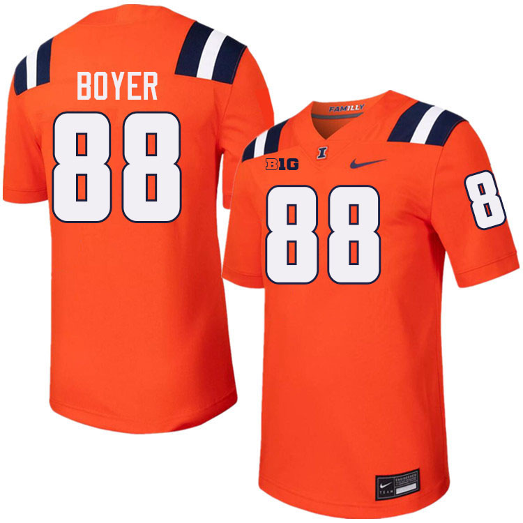 Men #88 Henry Boyer Illinois Fighting Illini College Football Jerseys Stitched-Orange